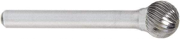 OSG - 3/8" Cut Diam, 1/4" Shank Diam, Ball Head Fluted Cut Burr - Carbide, 3/8" LOC, 6" OAL - Americas Industrial Supply