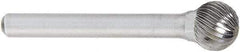 OSG - 3/8" Cut Diam, 1/4" Shank Diam, Ball Head Fluted Cut Burr - Carbide, 3/8" LOC, 6" OAL - Americas Industrial Supply