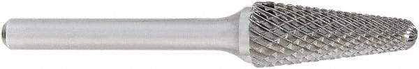 OSG - 3/8" Cut Diam, 1/4" Shank Diam, Taper Head Burr - Carbide, Radius End, 1-1/16" LOC, 6" OAL - Americas Industrial Supply
