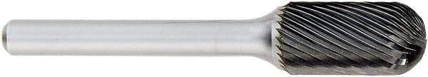 OSG - 12mm Cut Diam, 6mm Shank Diam, Cylinder with Radius Head Fluted Cut Burr - Carbide, Radius End, 25mm LOC, 152mm OAL - Americas Industrial Supply