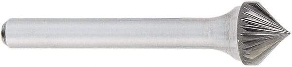 OSG - 5/8" Cut Diam, 1/4" Shank Diam, Cone Head Fluted Cut Burr - Carbide, Point End, 2" OAL - Americas Industrial Supply