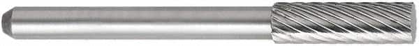 OSG - 3/16" Cut Diam, 1/8" Shank Diam, Taper Head Fluted Cut Burr - Carbide, Radius End, 1/2" LOC, 1-1/2" OAL - Americas Industrial Supply
