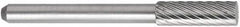 OSG - 3/16" Cut Diam, 1/8" Shank Diam, Taper Head Fluted Cut Burr - Carbide, Radius End, 1/2" LOC, 1-1/2" OAL - Americas Industrial Supply