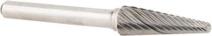 OSG - 3/8" Cut Diam, 1/4" Shank Diam, Cone Head Fluted Cut Burr - Carbide, Radius End, 1-1/16" LOC, 2" OAL - Americas Industrial Supply