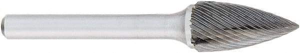 OSG - 8mm Cut Diam, 6mm Shank Diam, Tree Head Fluted Cut Burr - Carbide, Point End, 19mm LOC, 50mm OAL - Americas Industrial Supply