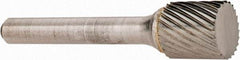 OSG - 1/2" Cut Diam, 1/4" Shank Diam, Cylinder Head Fluted Cut Burr - Carbide, Flat End, 1/2" LOC, 2" OAL - Americas Industrial Supply