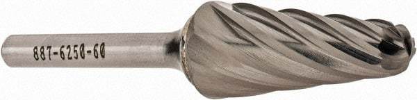 OSG - 16mm Cut Diam, 6mm Shank Diam, Taper Head Fluted Cut Burr - Carbide, Radius End, 33mm LOC, 50mm OAL - Americas Industrial Supply