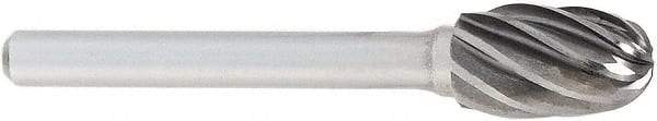 OSG - 9mm Cut Diam, 6mm Shank Diam, Taper Head Fluted Cut Burr - Carbide, Radius End, 27mm LOC, 50mm OAL - Americas Industrial Supply