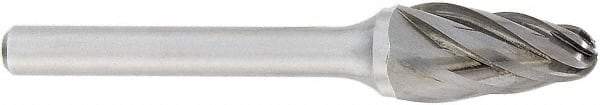 OSG - 3/8" Cut Diam, 1/4" Shank Diam, Tree with Radius Head Fluted Cut Burr - Carbide, Radius End, 3/4" LOC, 2" OAL - Americas Industrial Supply