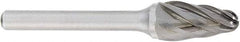 OSG - 1/4" Cut Diam, 1/4" Shank Diam, Tree with Radius Head Fluted Cut Burr - Carbide, Radius End, 5/8" LOC, 2" OAL - Americas Industrial Supply