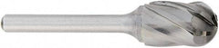 OSG - 5/8" Cut Diam, 1/4" Shank Diam, Cylinder with Radius Head Fluted Cut Burr - Carbide, Radius End, 1" LOC, 2" OAL - Americas Industrial Supply