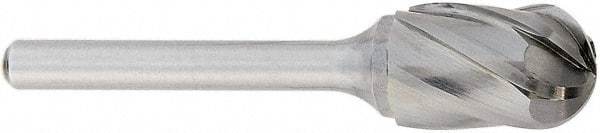 OSG - 9mm Cut Diam, 6mm Shank Diam, Cylinder with Radius Head Fluted Cut Burr - Carbide, Radius End, 19mm LOC, 50mm OAL - Americas Industrial Supply