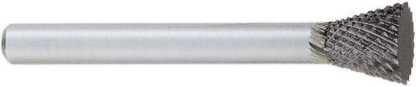 OSG - 1/4" Cut Diam, 1/4" Shank Diam, Inverted Cone Head Burr - Carbide, Flat End, 5/16" LOC, 2" OAL - Americas Industrial Supply