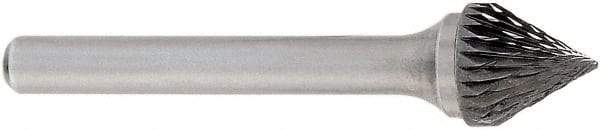 OSG - 1/2" Cut Diam, 1/4" Shank Diam, Cone Head Burr - Carbide, Point End, 2" OAL - Americas Industrial Supply