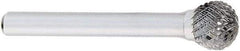 OSG - 5/8" Cut Diam, 1/4" Shank Diam, Ball Head Burr - Carbide, 5/8" LOC, 2" OAL - Americas Industrial Supply