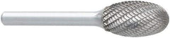 OSG - 3/4" Cut Diam, 1/4" Shank Diam, Oval Head Burr - Carbide, Radius End, 1" LOC, 2" OAL - Americas Industrial Supply
