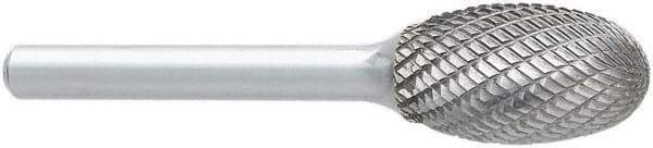 OSG - 1/2" Cut Diam, 1/4" Shank Diam, Oval Head Burr - Carbide, Radius End, 7/8" LOC, 2" OAL - Americas Industrial Supply