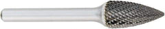OSG - 3/4" Cut Diam, 1/4" Shank Diam, Tree Head Burr - Carbide, Point End, 1" LOC, 2" OAL - Americas Industrial Supply