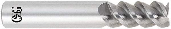 OSG - 3/8", 1" LOC, 3/8" Shank Diam, 2-1/2" OAL, 3 Flute, Solid Carbide Square End Mill - Single End, Uncoated, Spiral Flute, 60° Helix, Centercutting, Right Hand Cut, Right Hand Flute, Series 460C - Americas Industrial Supply