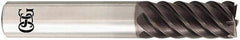 OSG - 9/16", 1-1/8" LOC, 9/16" Shank Diam, 3-1/2" OAL, 6 Flute, Solid Carbide Square End Mill - Single End, TiAlN Finish, Spiral Flute, 50° Helix, Centercutting, Right Hand Cut, Right Hand Flute, Series HP450 - Americas Industrial Supply