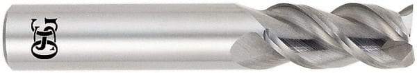 OSG - 5/8", 1-1/4" LOC, 5/8" Shank Diam, 3-1/2" OAL, 3 Flute, Solid Carbide Square End Mill - Single End, Uncoated, Spiral Flute, 45° Helix, Centercutting, Right Hand Cut, Right Hand Flute, Series 445 - Americas Industrial Supply