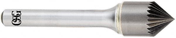 OSG - 3/8" Head Diam, 1/4" Shank Diam, 20 Flute 60° Solid Carbide Countersink - Bright Finish, Single End, Straight Shank, Right Hand Cut - Americas Industrial Supply