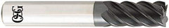 OSG - 9/16", 1-1/8" LOC, 9/16" Shank Diam, 3-1/2" OAL, 5 Flute, Solid Carbide Square End Mill - Single End, TiAlN Finish, Spiral Flute, 45° Helix, Centercutting, Right Hand Cut, Right Hand Flute, Series HP455 - Americas Industrial Supply
