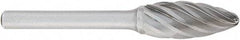 OSG - 19mm Cut Diam, 6mm Shank Diam, Flame Head Fluted Cut Burr - Carbide, Radius End, 41mm LOC, 50mm OAL - Americas Industrial Supply