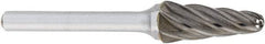 OSG - 19mm Cut Diam, 6mm Shank Diam, Cone Head Fluted Cut Burr - Carbide, Radius End, 38mm LOC, 152mm OAL - Americas Industrial Supply