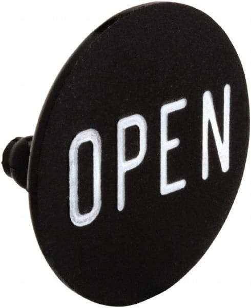 Square D - Legend Insert - Open - Black Background, White Letters, 30mm Hole Diameter - Americas Industrial Supply