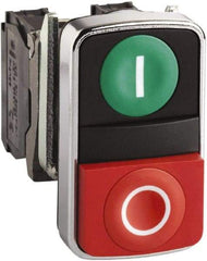 Schneider Electric - 22mm Mount Hole, Flush, Pushbutton Switch Only - Rectangle, Green and Red Pushbutton, Nonilluminated, Momentary (MO), On-Off, Shock and Vibration Resistant - Americas Industrial Supply