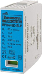 Cooper Bussmann - 2 Pole, 1 Phase, 1 kA Nominal Current, 90mm Long x 18mm Wide x 66mm Deep, Thermoplastic Hardwired Surge Protector - DIN Rail Mount, 48 VAC/VDC, 60 VAC/VDC Operating Voltage, 60 kA Surge Protection - Americas Industrial Supply