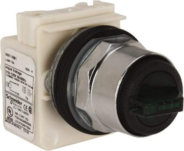 Square D - 30mm Mount Hole, 3 Position, Selector Switch Only - Green, Maintained (MA), Illuminated - Americas Industrial Supply