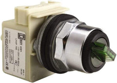 Square D - 30mm Mount Hole, 2 Position, Selector Switch Only - Green, Maintained (MA), Illuminated - Americas Industrial Supply