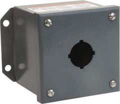 Square D - 1 Hole, 30mm Hole Diameter, Steel Pushbutton Switch Enclosure - 5-1/4 Inch High x 4.17 Inch Wide x 3.62 Inch Deep, 1, 3, 13 NEMA Rated - Americas Industrial Supply