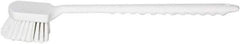 PRO-SOURCE - 1-3/4" Bristle Length, Plastic Utility Scrub Brush - 4-1/2" Long x 3-3/4" Wide Head, 20" OAL, Long Handle, White, Foam Block - Americas Industrial Supply