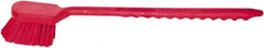 PRO-SOURCE - 1-3/4" Bristle Length, Plastic Utility Scrub Brush - 4-1/2" Long x 3-3/4" Wide Head, 20" OAL, Long Handle, Red, Foam Block - Americas Industrial Supply
