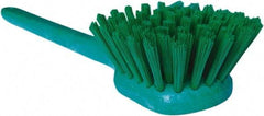 PRO-SOURCE - 1-3/4" Bristle Length, Plastic Utility Scrub Brush - 4-1/2" Long x 3-3/4" Wide Head, 20" OAL, Long Handle, Green, Foam Block - Americas Industrial Supply