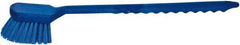 PRO-SOURCE - 1-3/4" Bristle Length, Plastic Utility Scrub Brush - 4-1/2" Long x 3-3/4" Wide Head, 20" OAL, Long Handle, Blue, Foam Block - Americas Industrial Supply