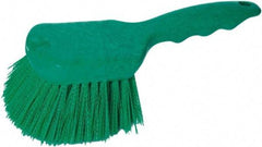 PRO-SOURCE - 1-3/4" Bristle Length, Plastic Utility Scrub Brush - 4-1/2" Long x 3-3/4" Wide Head, 8-1/2" OAL, Short Handle, Green, Foam Block - Americas Industrial Supply