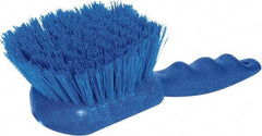 PRO-SOURCE - 1-3/4" Bristle Length, Plastic Utility Scrub Brush - 4-1/2" Long x 3-3/4" Wide Head, 8-1/2" OAL, Short Handle, Blue, Foam Block - Americas Industrial Supply