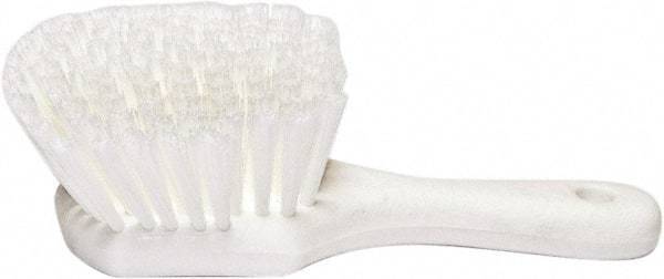 PRO-SOURCE - 1-3/4" Bristle Length, Plastic Utility Scrub Brush - 4-1/2" Long x 3-3/4" Wide Head, 8-1/2" OAL, Short Handle, White, Foam Block - Americas Industrial Supply