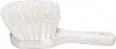 PRO-SOURCE - 1-3/4" Bristle Length, Plastic Utility Scrub Brush - 4-1/2" Long x 3-3/4" Wide Head, 8-1/2" OAL, Short Handle, White, Foam Block - Americas Industrial Supply