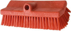 PRO-SOURCE - 1-3/4" Bristle Length, Polypropylene Food Service Brush - 10" Long x 5" Wide Head, 20" OAL, Long Handle, Red, Foam Block - Americas Industrial Supply