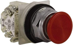 Square D - 30mm Mount Hole, Extended Mushroom Head, Pushbutton Switch Only - Round, Red Pushbutton, Nonilluminated, Momentary (MO), Dusttight, Oiltight and Watertight - Americas Industrial Supply