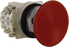 Square D - 30mm Mount Hole, Extended Mushroom Head, Pushbutton Switch Only - Round, Red Pushbutton, Nonilluminated, Momentary (MO), Dusttight, Oiltight and Watertight - Americas Industrial Supply