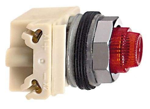 Square D - 28 V Red Lens LED Indicating Light - Round Lens, Screw Clamp Connector, 70mm OAL x 54mm Wide, Shock Resistant, Vibration Resistant - Americas Industrial Supply