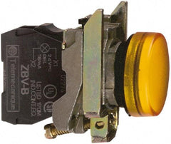 Schneider Electric - 230-240 VAC at 50/60 Hz Orange Lens LED Pilot Light - Round Lens, Screw Clamp Connector, 30mm Wide, Vibration Resistant, Water Resistant - Americas Industrial Supply