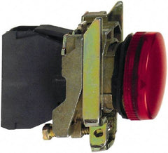 Schneider Electric - 110-120 VAC at 50/60 Hz Red Lens LED Pilot Light - Round Lens, Screw Clamp Connector, 30mm Wide, Vibration Resistant, Water Resistant - Americas Industrial Supply