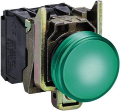 Square D - 24 VAC/VDC Green Lens LED Indicating Light - Round Lens, Screw Clamp Connector, 46.5mm OAL x 30mm Wide, Shock Resistant, Vibration Resistant - Americas Industrial Supply